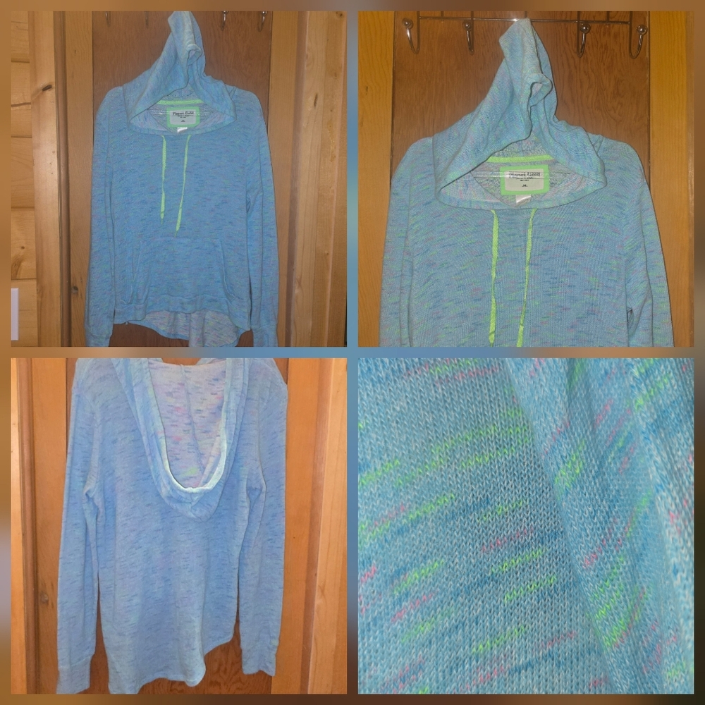 Planet gold medium multi colored high low lightweight hoodie